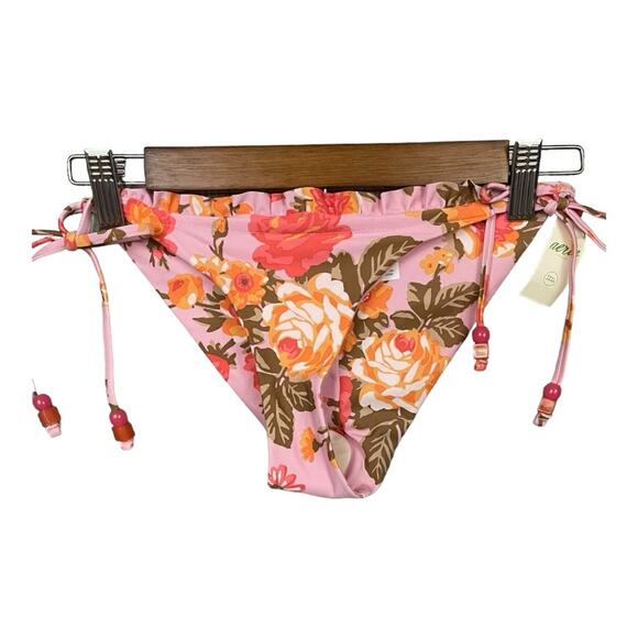 Aerie Printed Ruffle Tie Cheekier Bikini Bottom in Country Pink Size S NWT - Picture 4 of 12